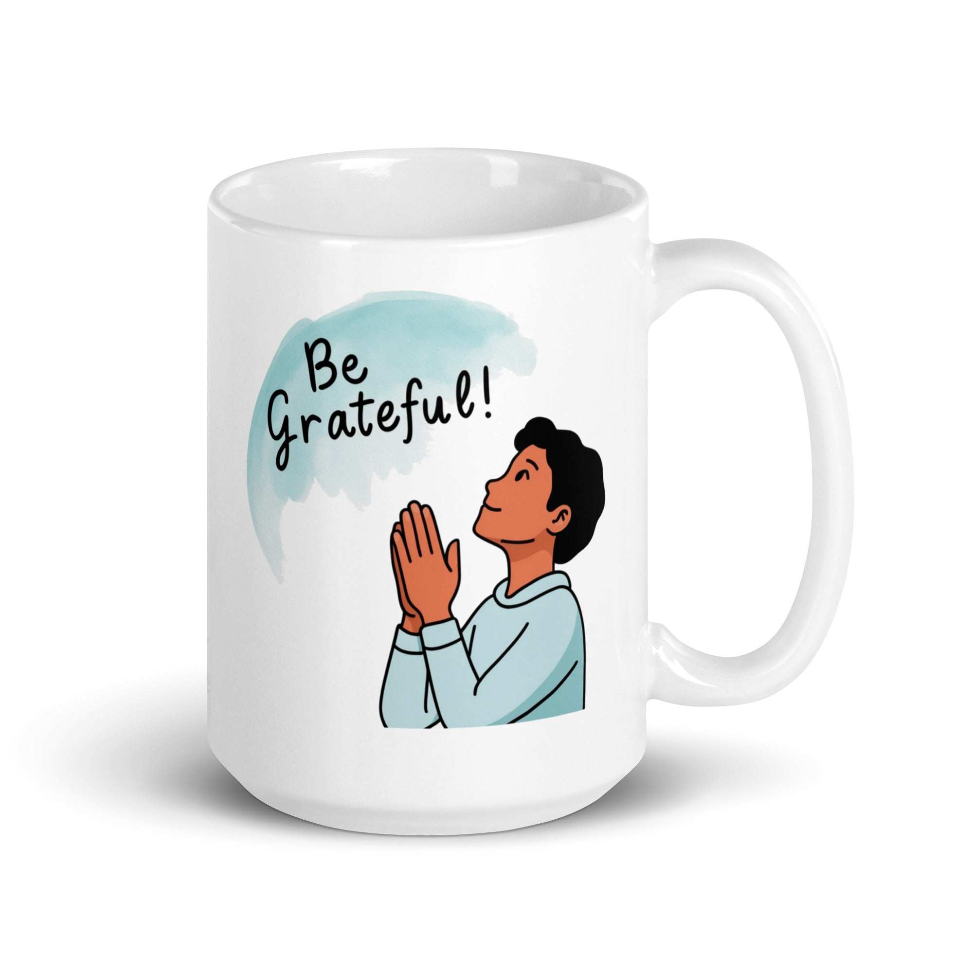 Be Grateful! Daily Motivational Mug, Inspirational Ceramic Mug 15 oz DenBox