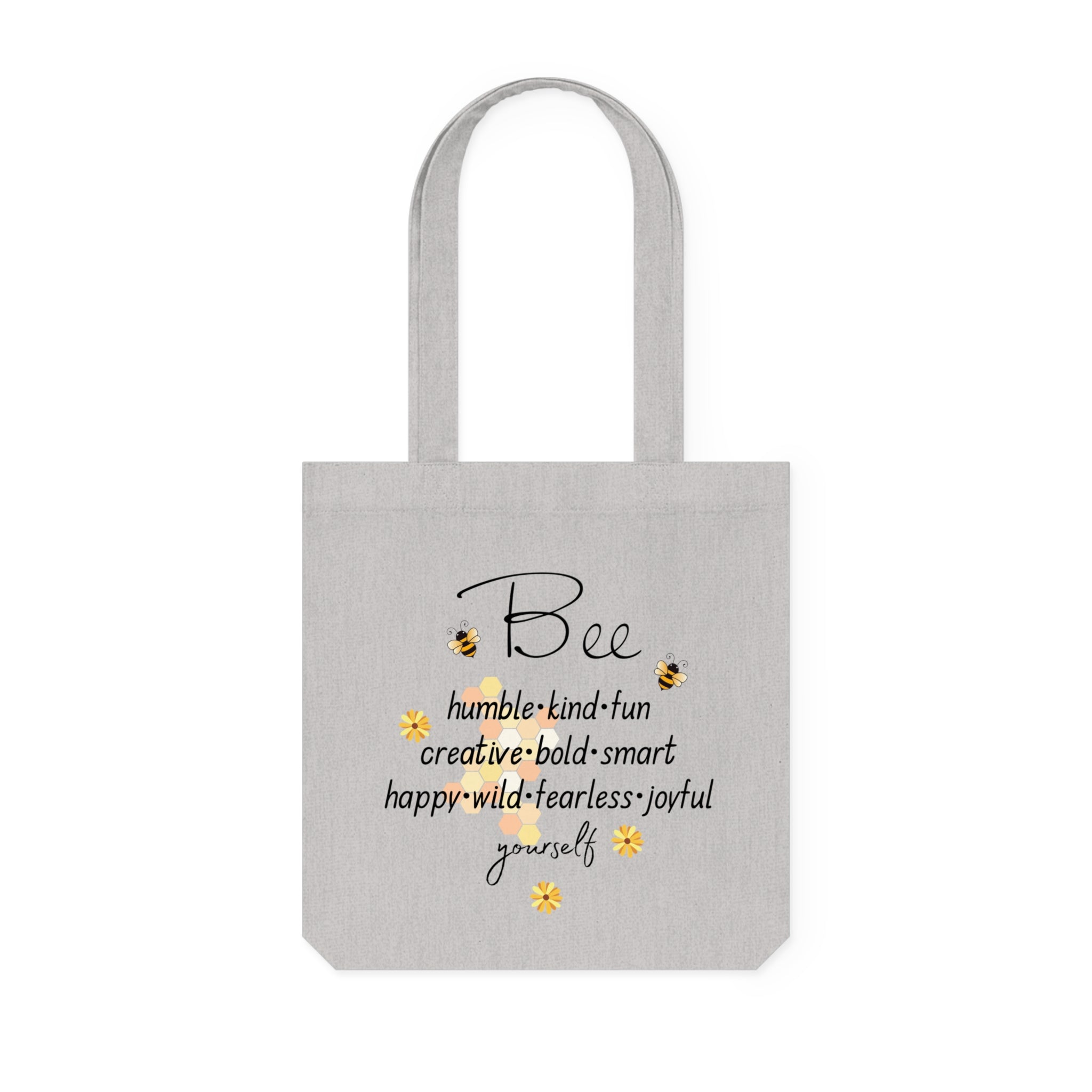 Bee Yourself Eco-Friendly Tote Bag, Cotton Canvas Tote Bag Heather Grey DenBox