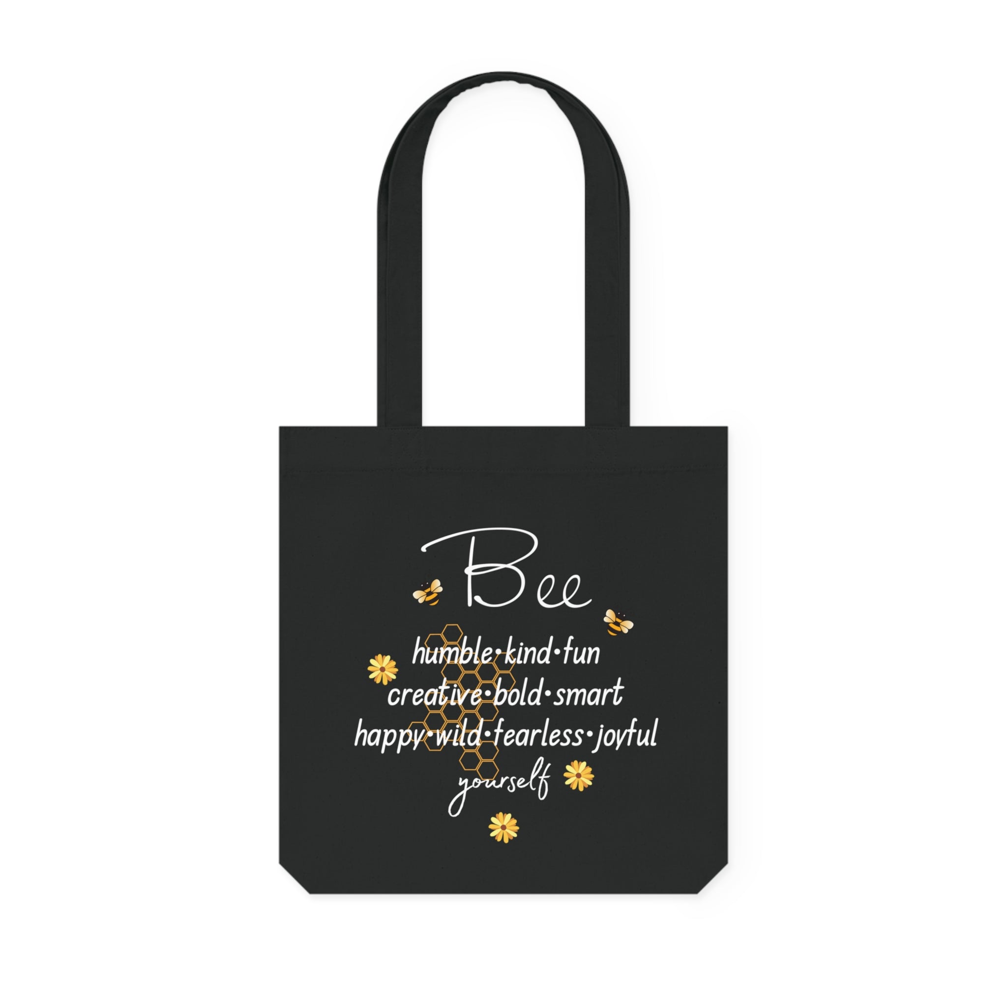 Bee Yourself Eco-Friendly Tote Bag, Cotton Canvas Tote Bag Black DenBox