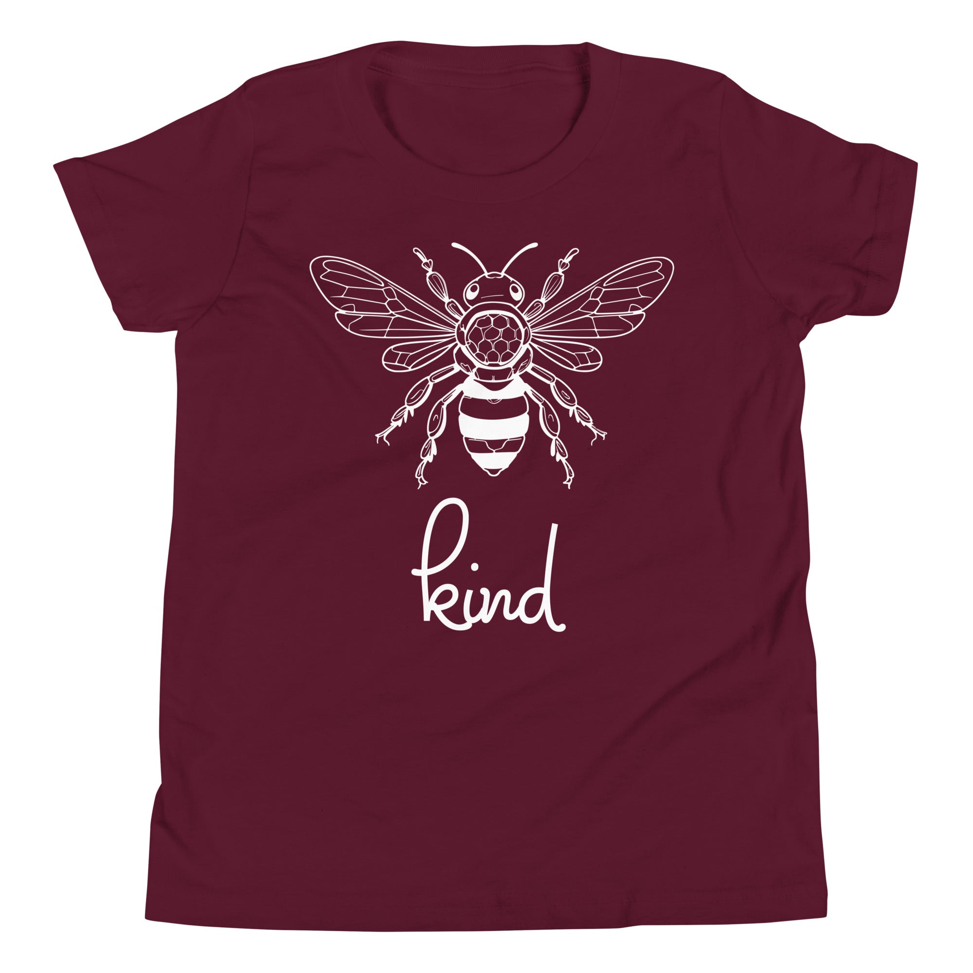 Bee Kind Youth T-Shirt, Gift For Bee Lovers Maroon YS YL YXL YM DenBox