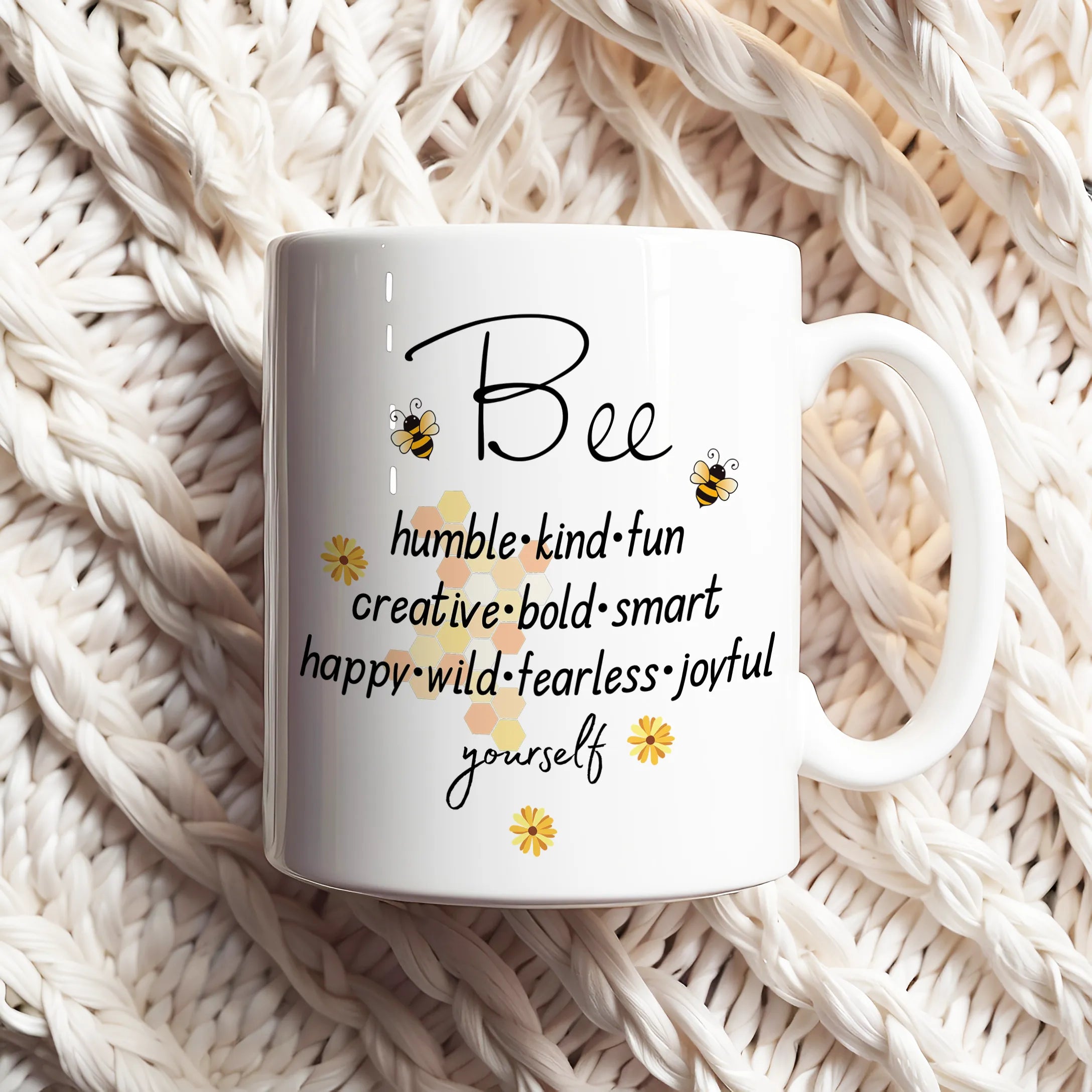 Bee Yourself White Mug, Gift for Bee Lovers DenBox