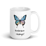 Embrace Change! Daily Motivational Mug, Inspirational Ceramic Mug 15 oz DenBox