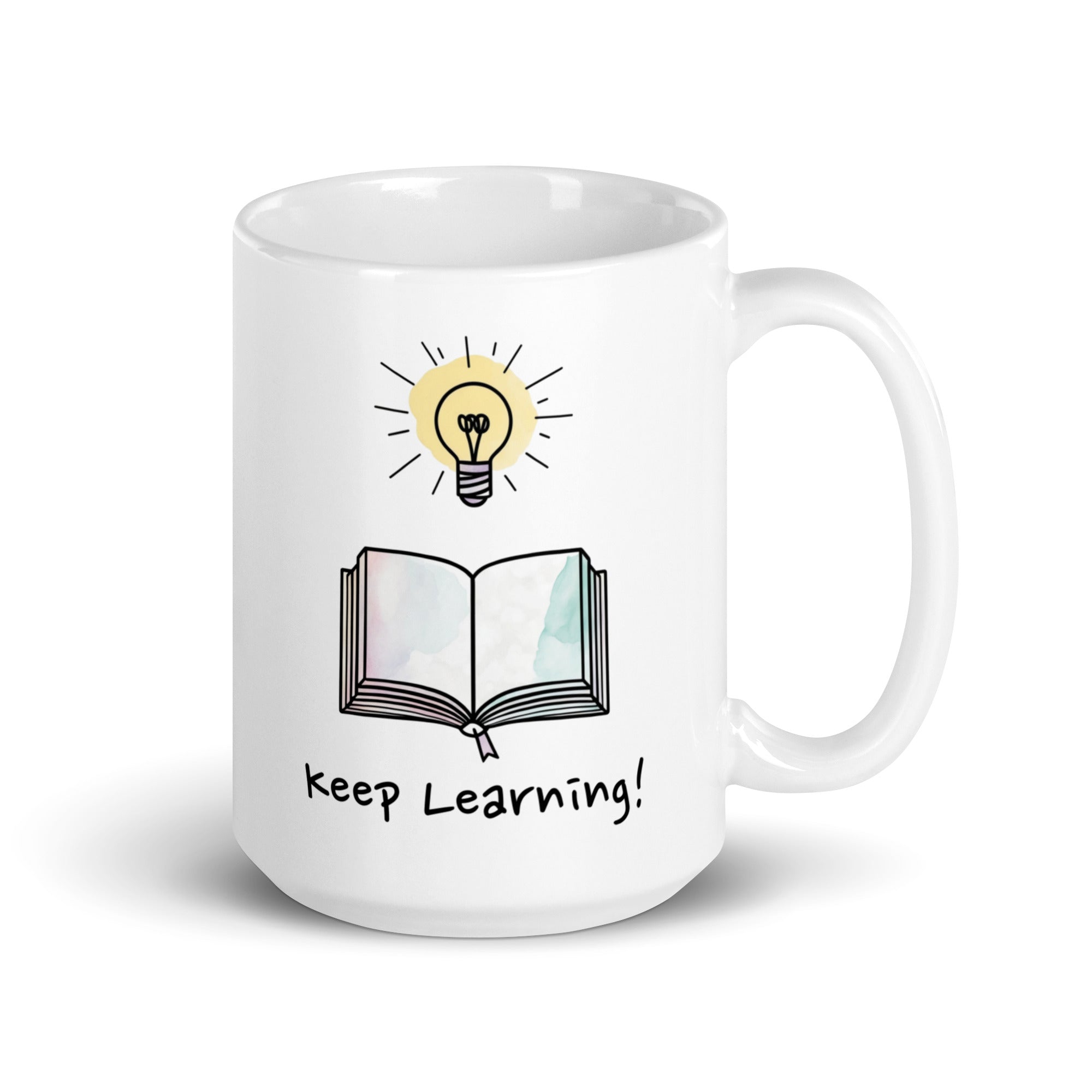 Keep Learning! Daily Motivational Mug, Inspirational Ceramic Mug 15 oz DenBox