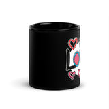 Pop-Art "Love." Black Ceramic Mug, Gift for Pop-Art Comic Lovers DenBox