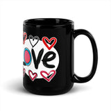 Pop-Art "Love." Black Ceramic Mug, Gift for Pop-Art Comic Lovers 15 oz DenBox