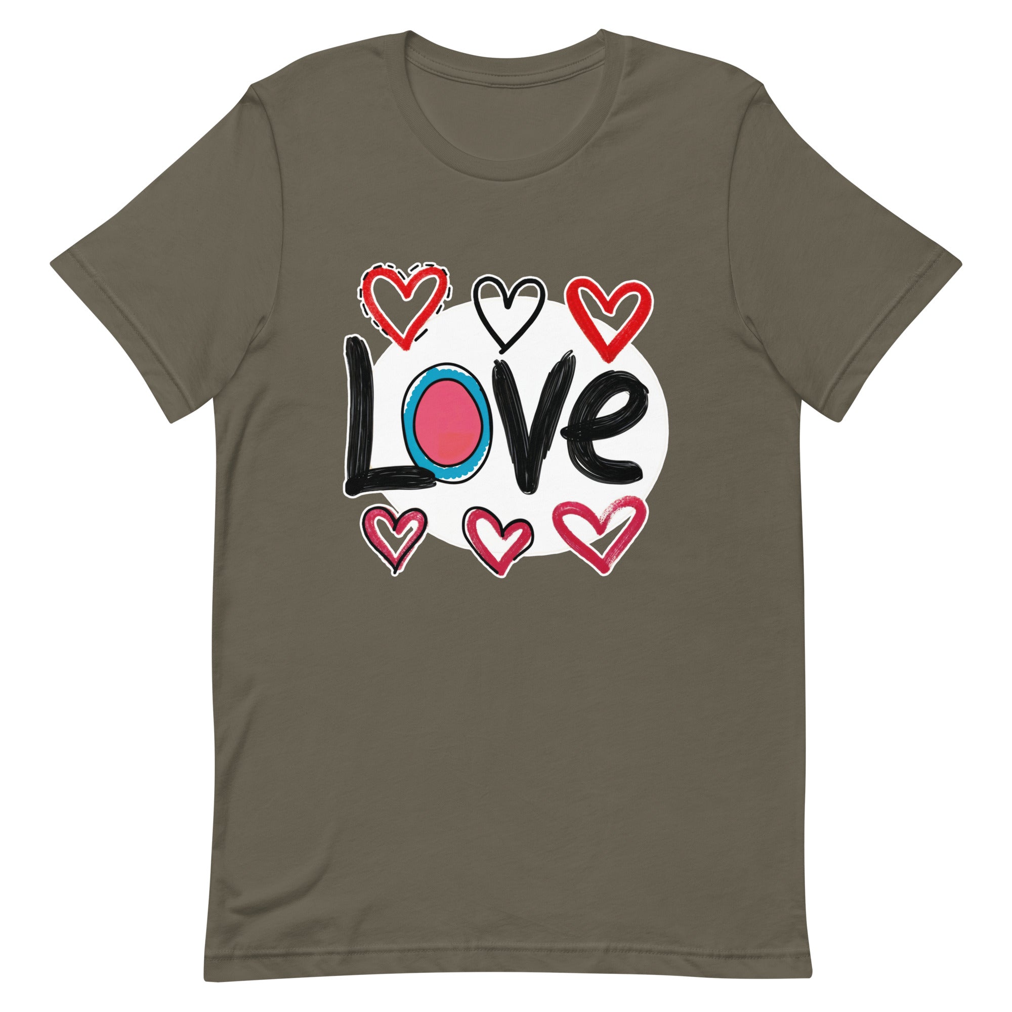 Pop-Art "Love." T-Shirt, Gift For Pop-Art Lovers Army M S XL L DenBox