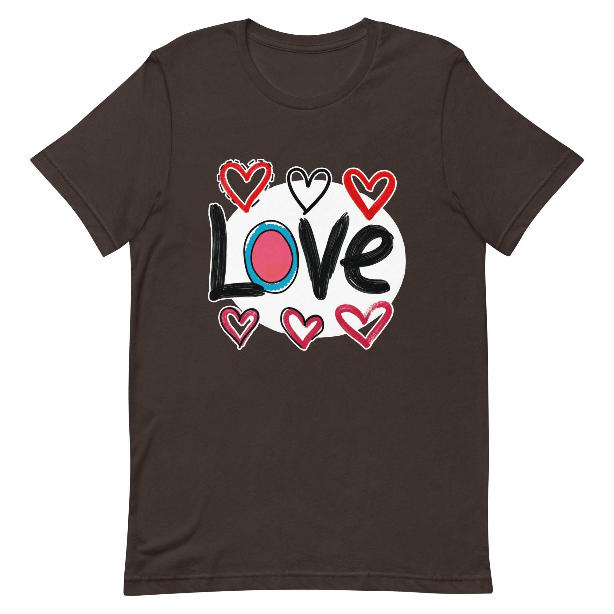 Pop-Art "Love." T-Shirt, Gift For Pop-Art Lovers Brown L S M XL DenBox
