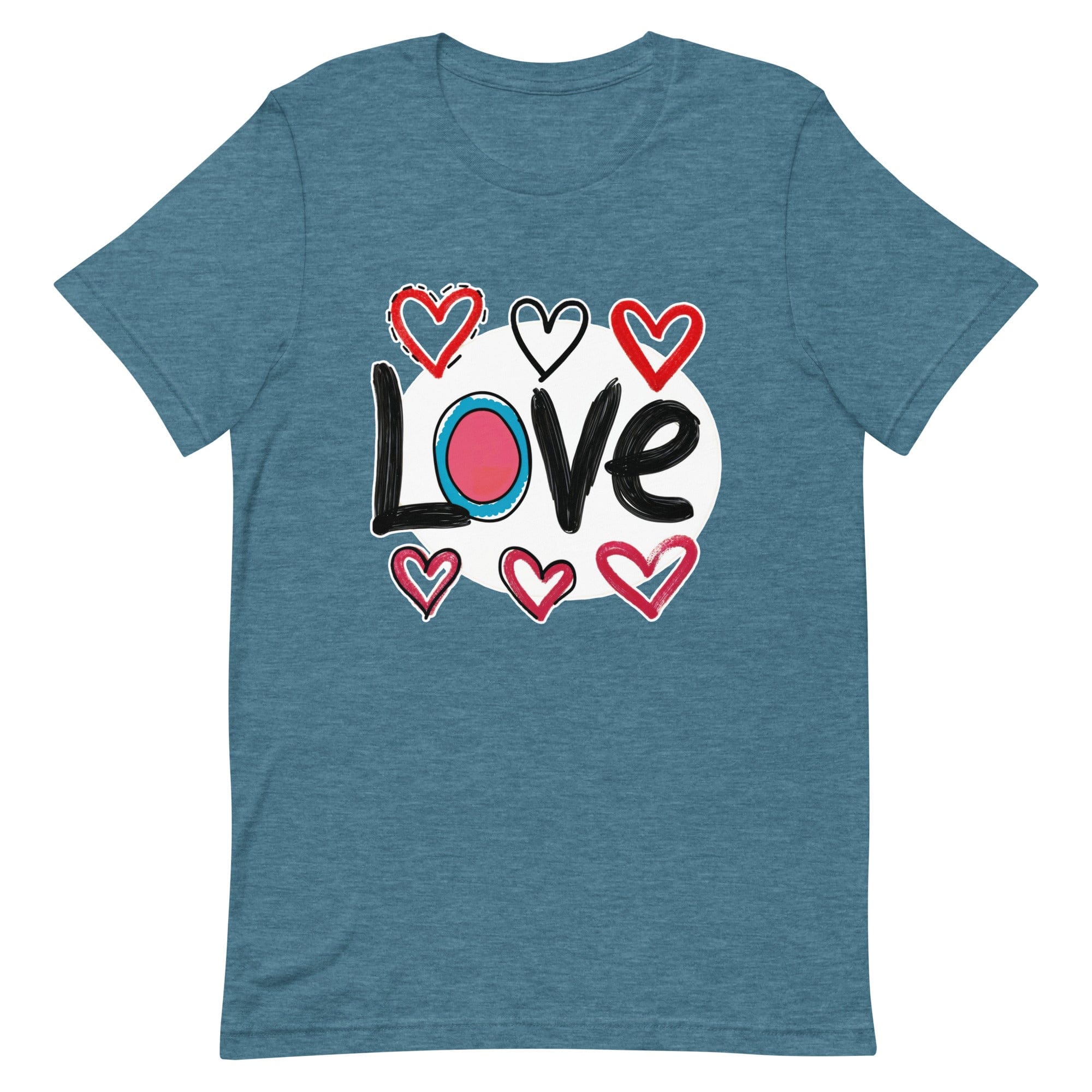 Pop-Art "Love." T-Shirt, Gift For Pop-Art Lovers Heather Deep Teal L M XL S DenBox