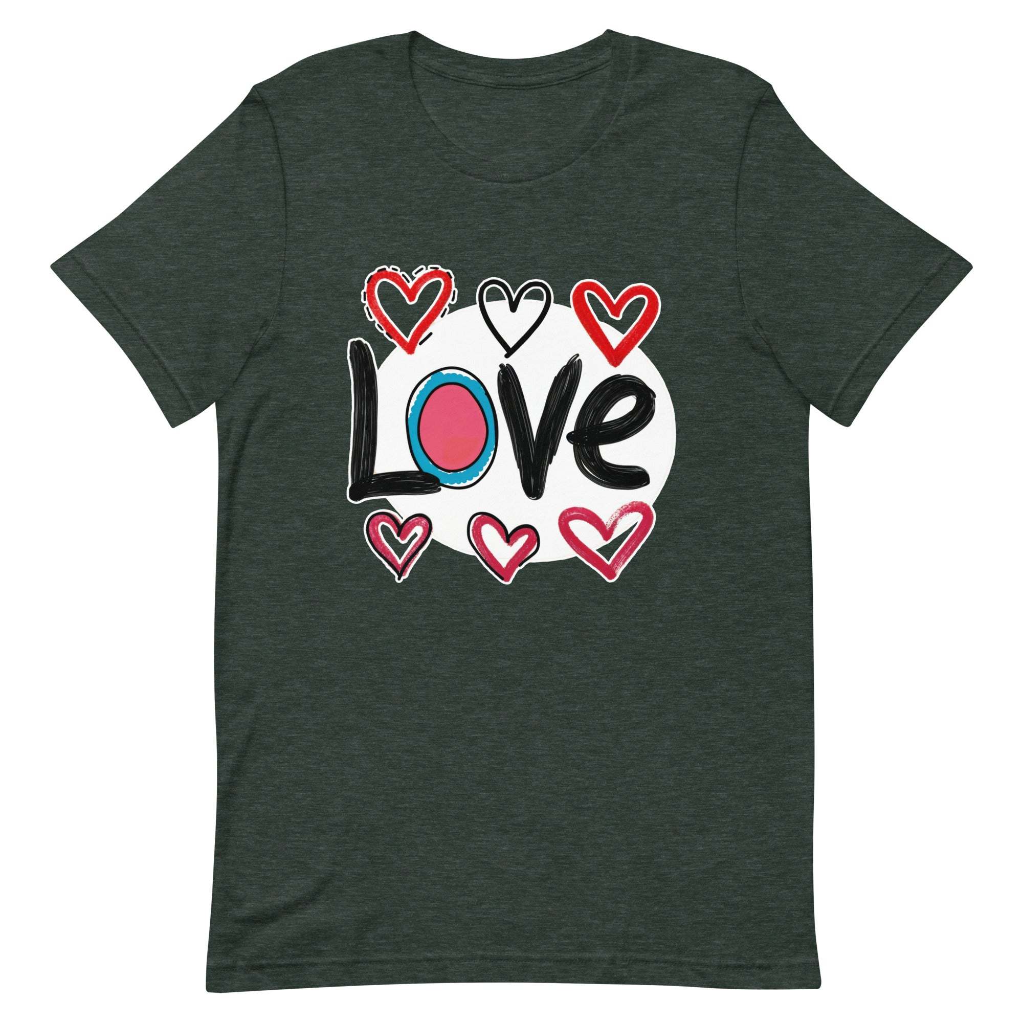 Pop-Art "Love." T-Shirt, Gift For Pop-Art Lovers Heather Forest M S L XL DenBox