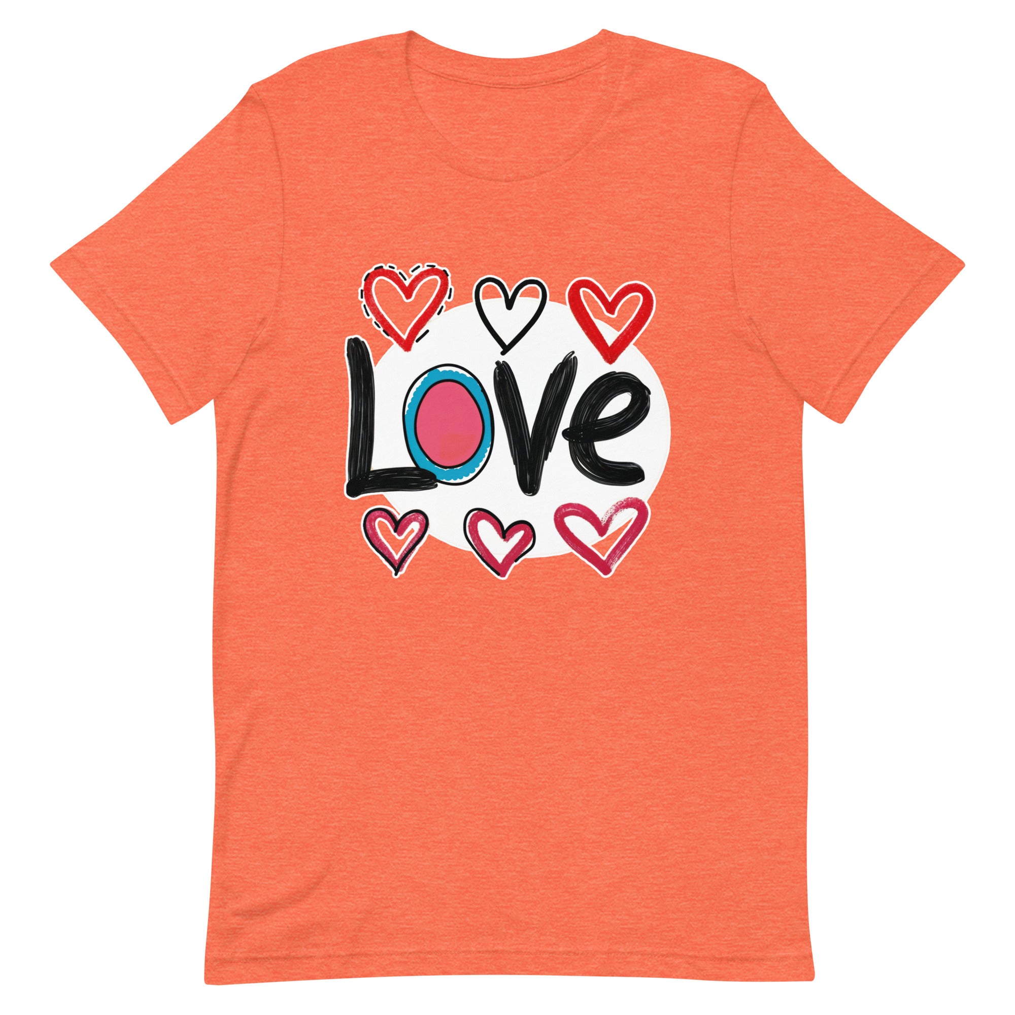 Pop-Art "Love." T-Shirt, Gift For Pop-Art Lovers Heather Orange L M XL S DenBox