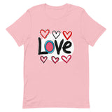 Pop-Art "Love." T-Shirt, Gift For Pop-Art Lovers Pink XL L M S DenBox