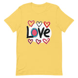 Pop-Art "Love." T-Shirt, Gift For Pop-Art Lovers Yellow S M XL L DenBox