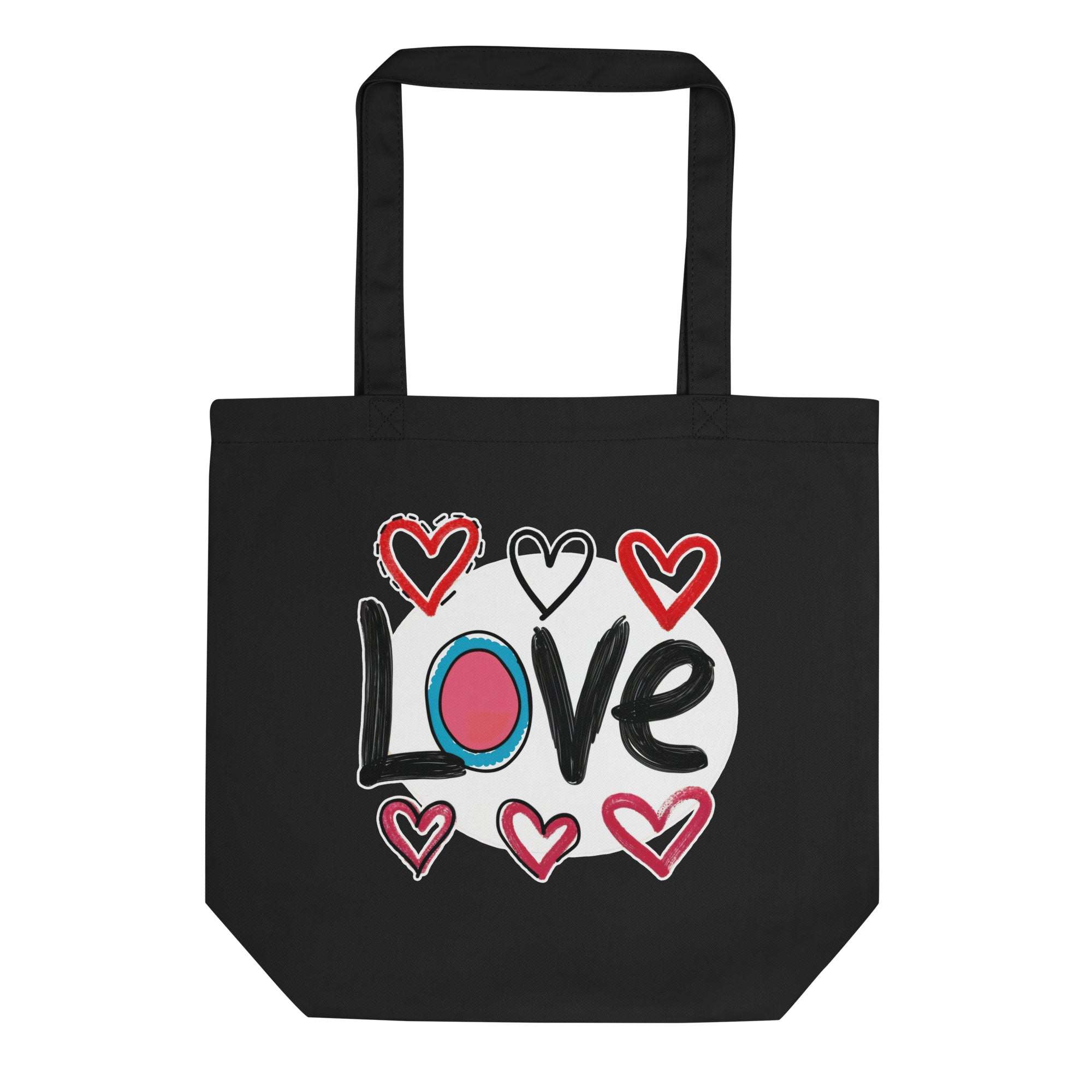 Pop-art "Love." Eco-Friendly Tote Bag, Gift for Pop-art Lovers Black DenBox