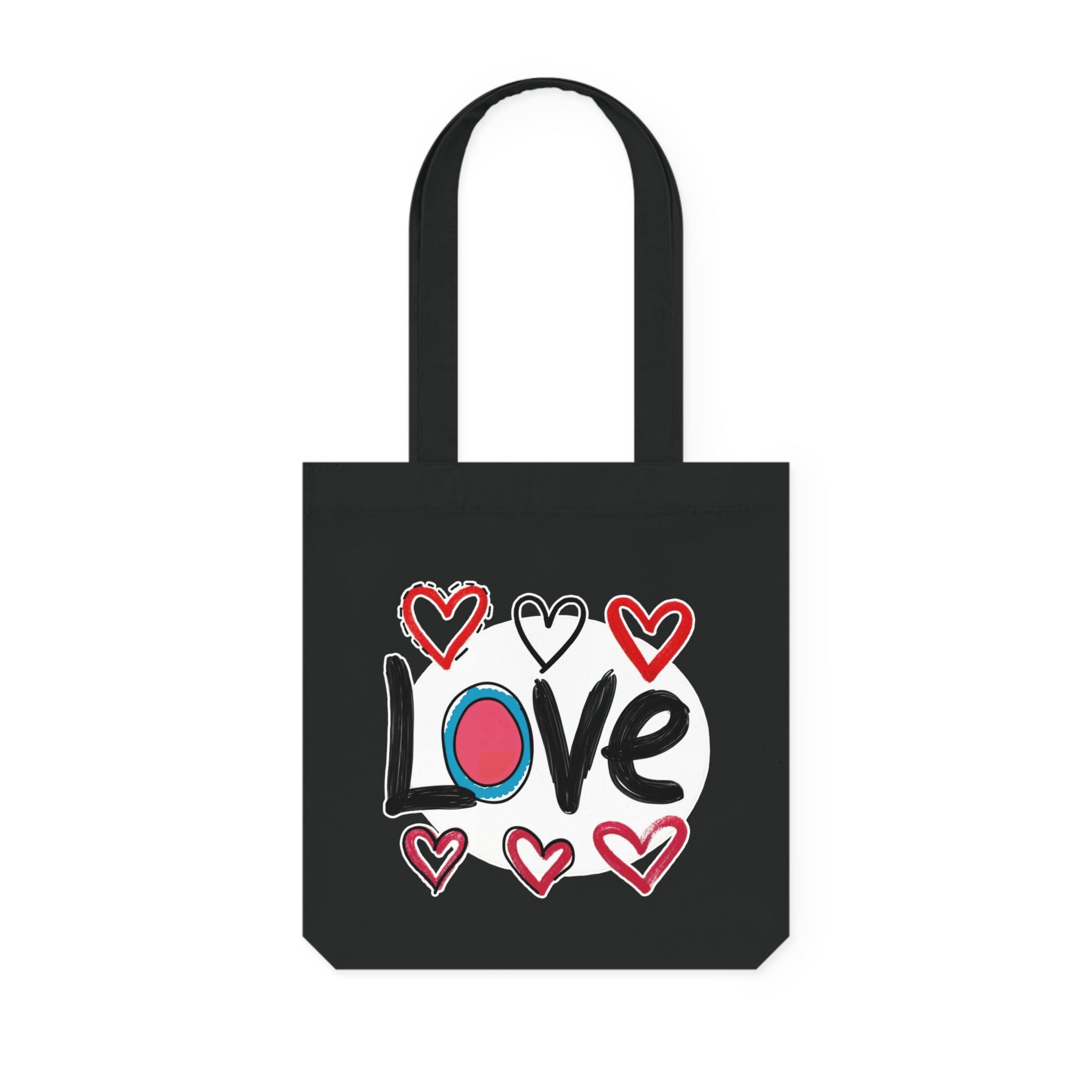 Pop-art "Love." Eco-Friendly Tote Bag, Cotton Canvas Tote Bag Black DenBox