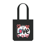 Pop-art "Love." Eco-Friendly Tote Bag, Cotton Canvas Tote Bag Black DenBox