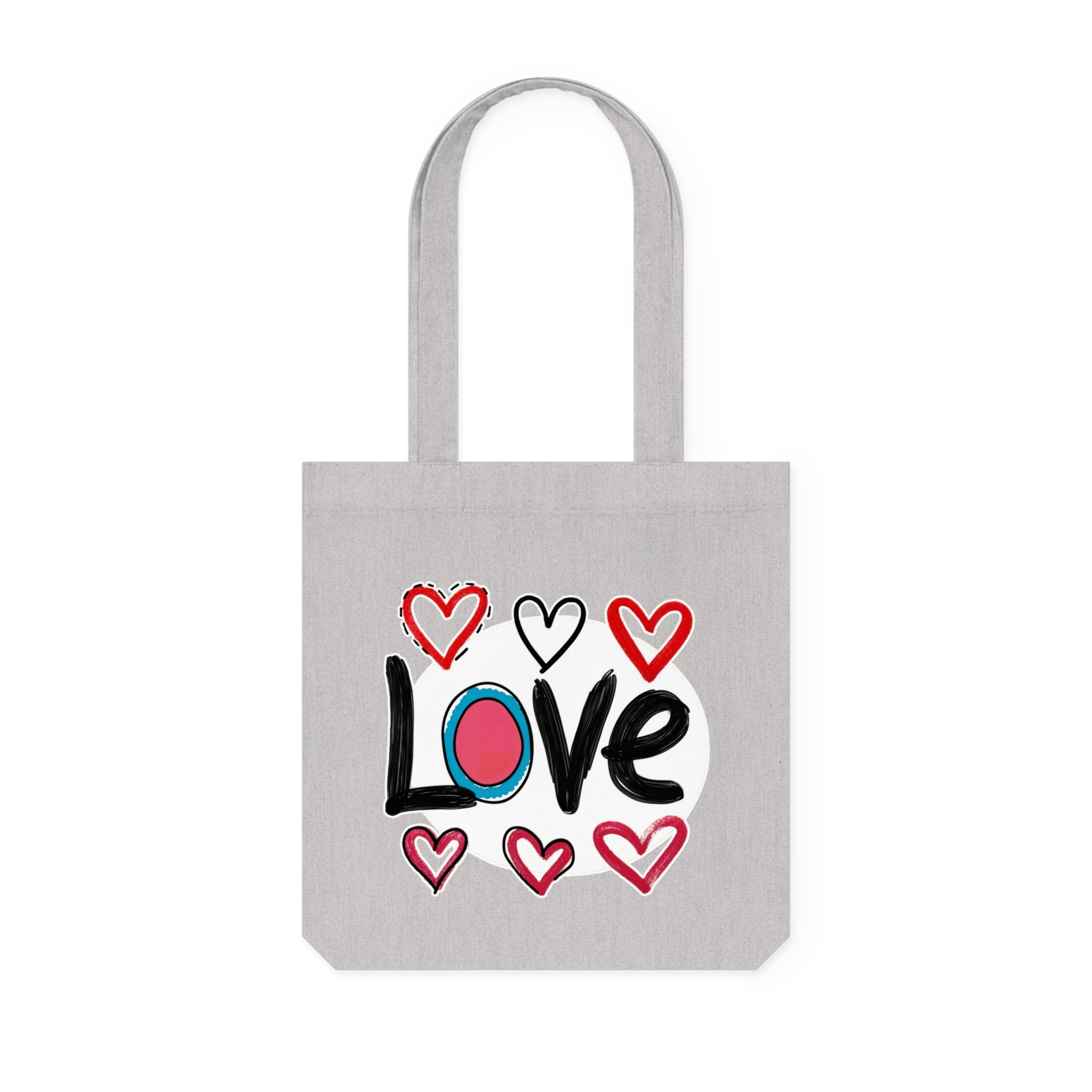 Pop-art "Love." Eco-Friendly Tote Bag, Cotton Canvas Tote Bag Heather Grey DenBox