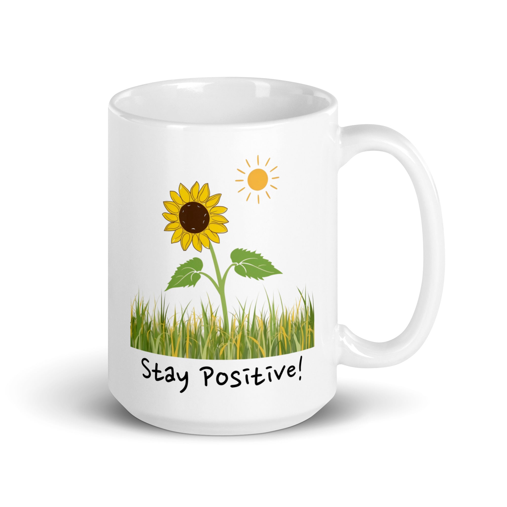 Stay Positive! Daily Motivational Mug, Inspirational Ceramic Mug 15 oz DenBox