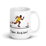 Take Action! Daily Motivational Mug, Inspirational Ceramic Mug 15 oz DenBox