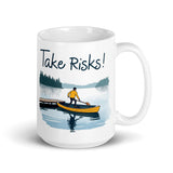 Take Risks! Daily Motivational Mug, Inspirational Ceramic Mug 15 oz DenBox