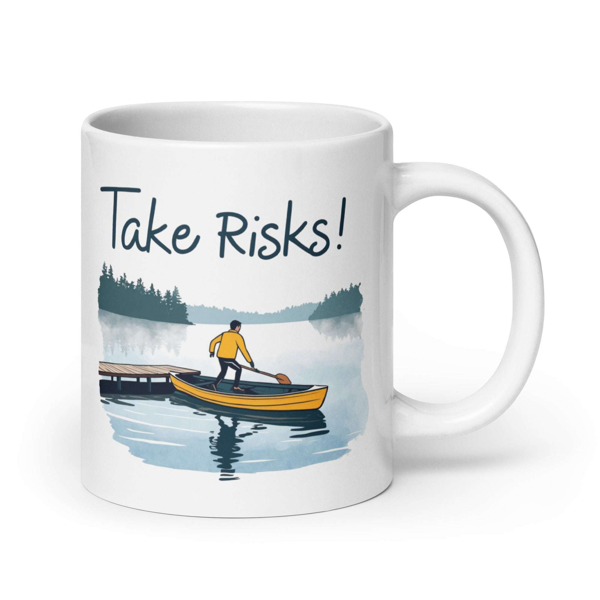 Take Risks! Daily Motivational Mug, Inspirational Ceramic Mug 20 oz DenBox