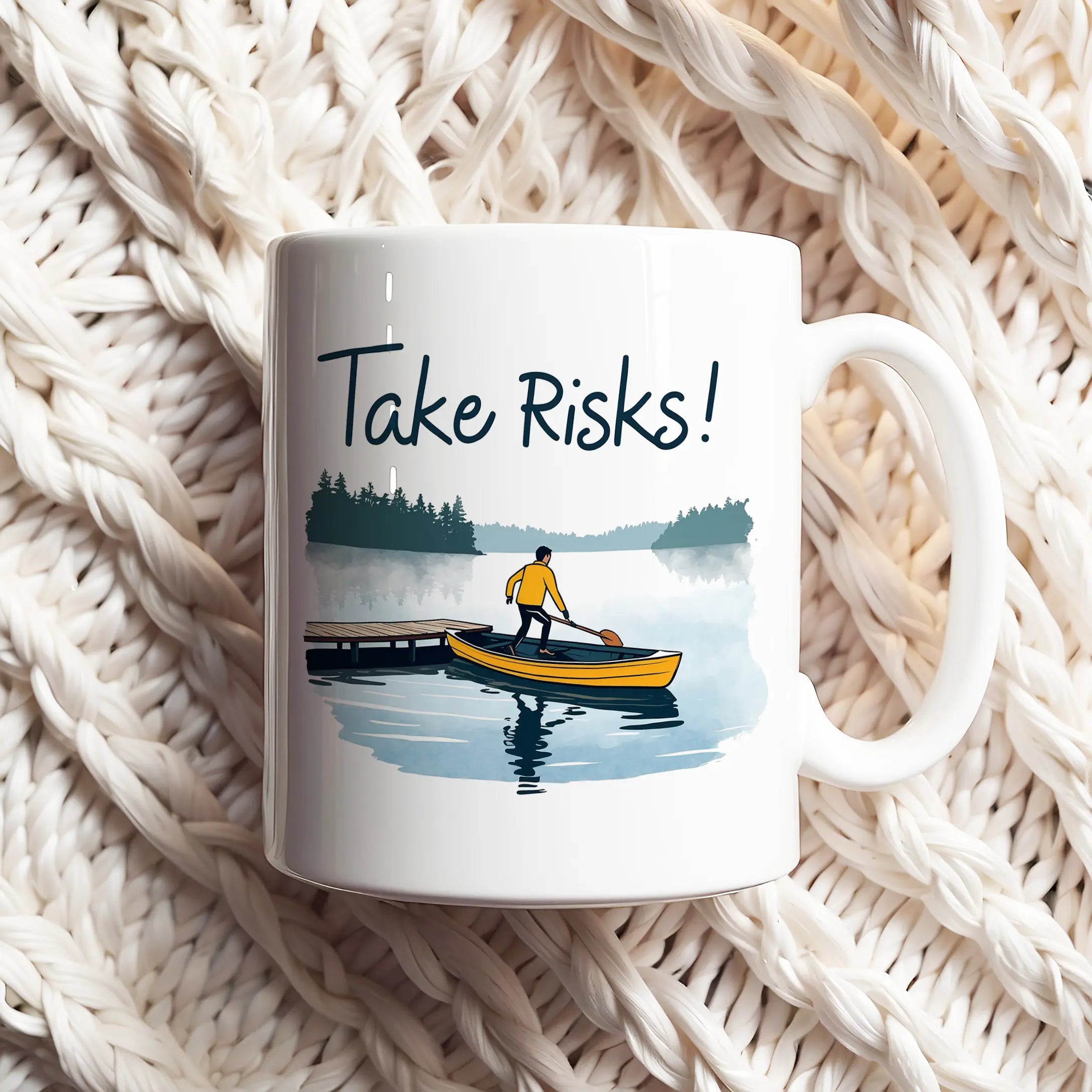 Take Risks! Daily Motivational Mug, Inspirational Ceramic Mug DenBox