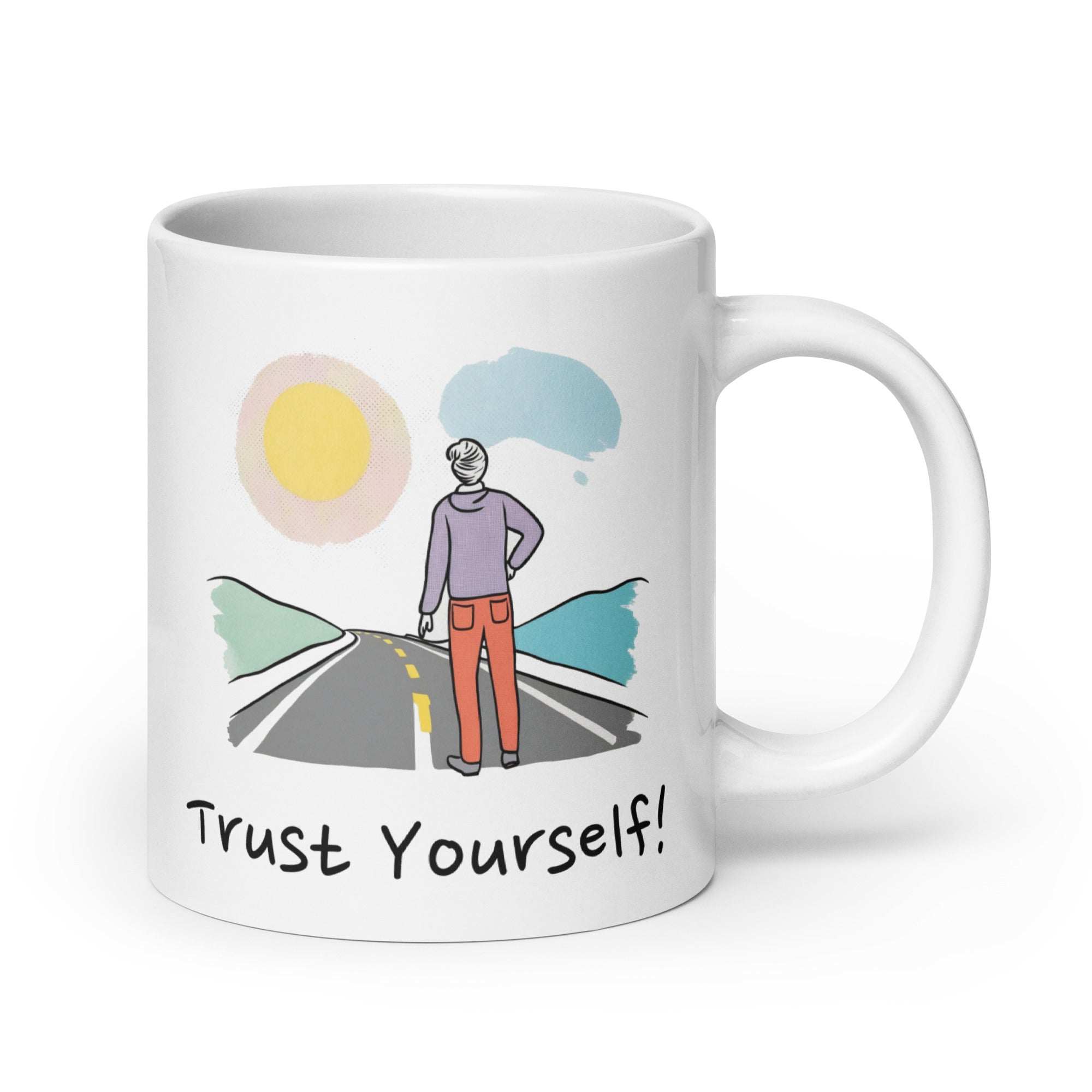 Trust Yourself! Daily Motivational Mug, Inspirational Ceramic Mug 20 oz DenBox