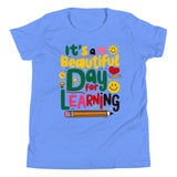 It's A Beautiful Day For Learning Youth T-Shirt - Heather Columbia Blue - DenBox