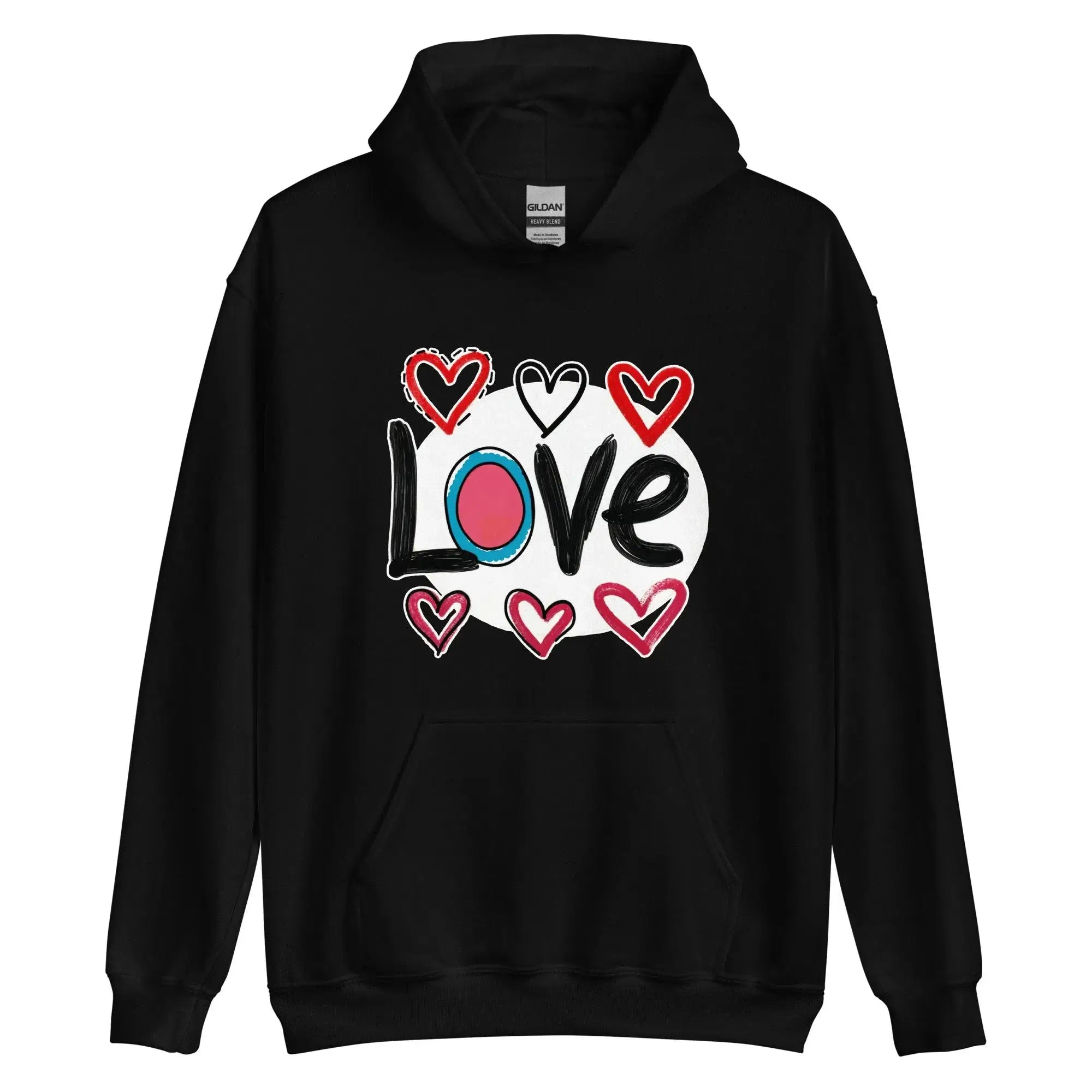 Pop-Art "Love." Hoodie, Gift for Pop-Art Lovers Black L XL M 3XL 2XL S DenBox