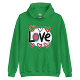 Pop-Art "Love." Hoodie, Gift for Pop-Art Lovers Irish Green 2XL 3XL L XL S M DenBox