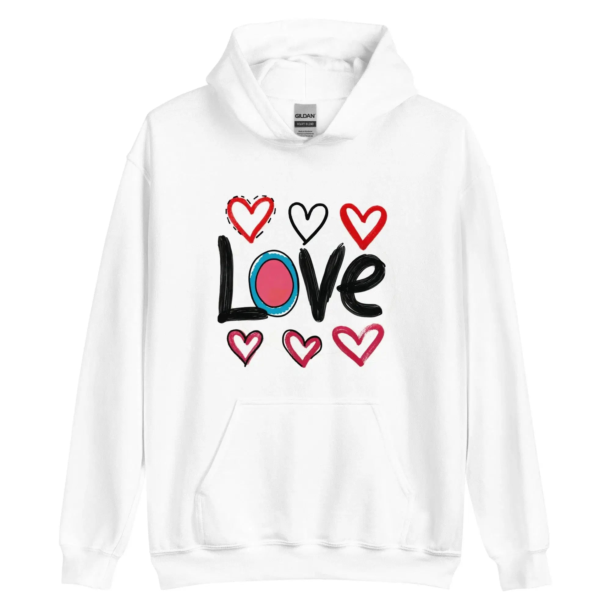 Pop-Art "Love." Hoodie, Gift for Pop-Art Lovers White S M 3XL XL L 2XL DenBox