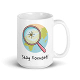 Stay Focused! Daily Motivational Mug, Inspirational Ceramic Mug 15 oz DenBox